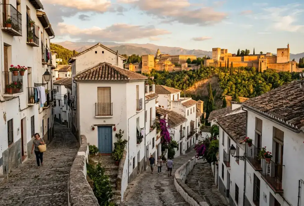 Panoramic view of the Albaicín: Granada's Ancient Moorish Quarter neighborhood