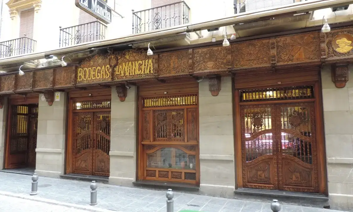 Wine barrels and casks inside Bodegas La Mancha in Granada's city centre