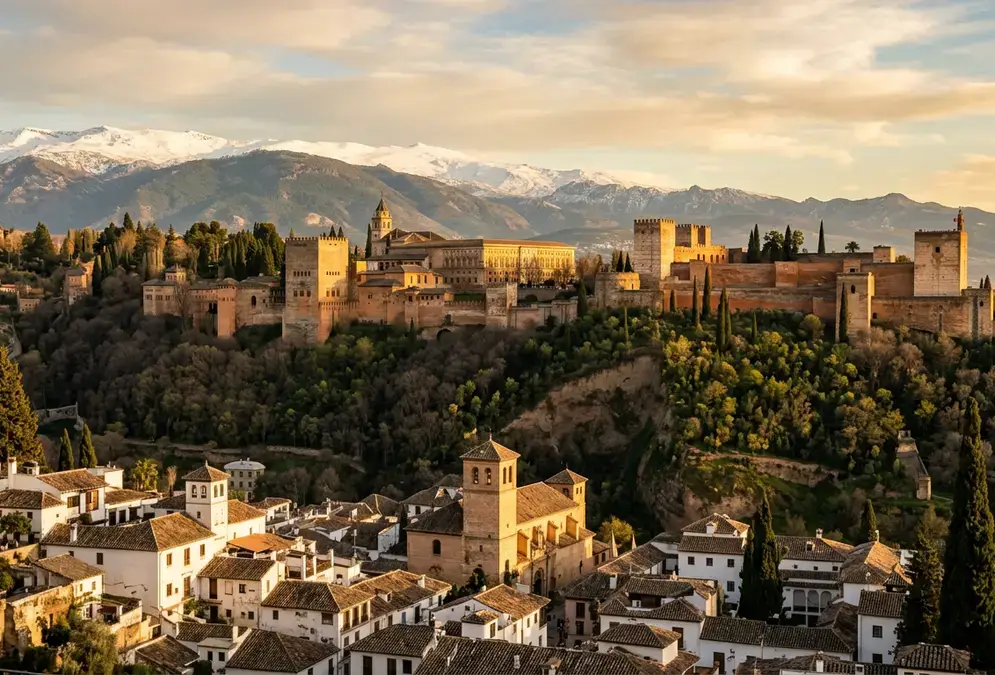 The Alhambra palace complex overlooking the city of Granada